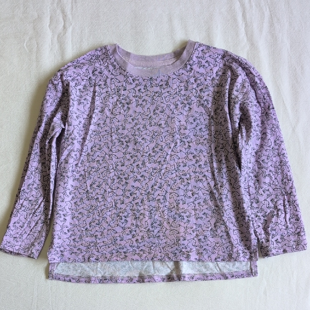 just kidding unicorn boxy split hem high-low long sleeve shirt purple 6x girls